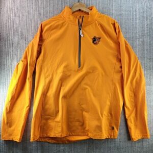 Baltimore‎ Orioles Pullover Mens XXL Orange MLB Baseball Quarter Zip Long Sleeve
